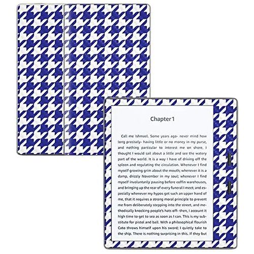  MightySkins Carbon Fiber Skin for Amazon Kindle Oasis 7 (9th Gen) - Blue Houndstooth | Protective, Durable Textured Carbon Fiber Finish | Easy to Apply, Remove, and Change Styles |