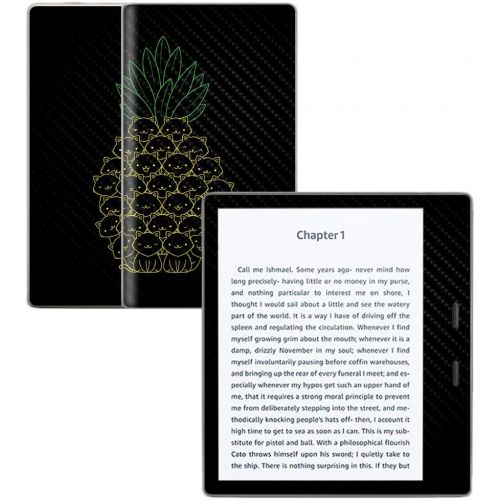  MightySkins Carbon Fiber Skin for Amazon Kindle Oasis 7 (9th Gen) - Cat Pineapple | Protective, Durable Textured Carbon Fiber Finish | Easy to Apply, Remove, and Change Styles | Ma