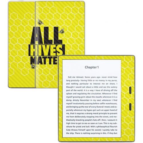  MightySkins Carbon Fiber Skin for Amazon Kindle Oasis 7 (9th Gen) - All Hives Matter | Protective, Durable Textured Carbon Fiber Finish | Easy to Apply, Remove, and Change Styles |