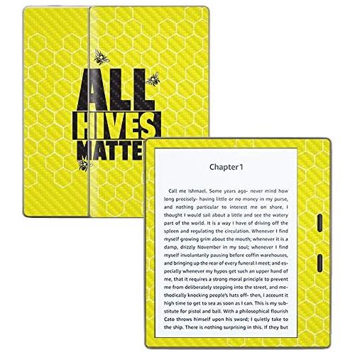  MightySkins Carbon Fiber Skin for Amazon Kindle Oasis 7 (9th Gen) - All Hives Matter | Protective, Durable Textured Carbon Fiber Finish | Easy to Apply, Remove, and Change Styles |