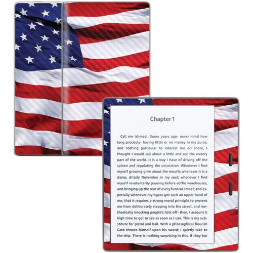  MightySkins Carbon Fiber Skin for Amazon Kindle Oasis 7 (9th Gen) - American Flag | Protective, Durable Textured Carbon Fiber Finish | Easy to Apply, Remove, and Change Styles | Ma