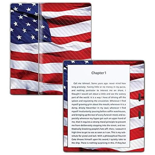  MightySkins Carbon Fiber Skin for Amazon Kindle Oasis 7 (9th Gen) - American Flag | Protective, Durable Textured Carbon Fiber Finish | Easy to Apply, Remove, and Change Styles | Ma
