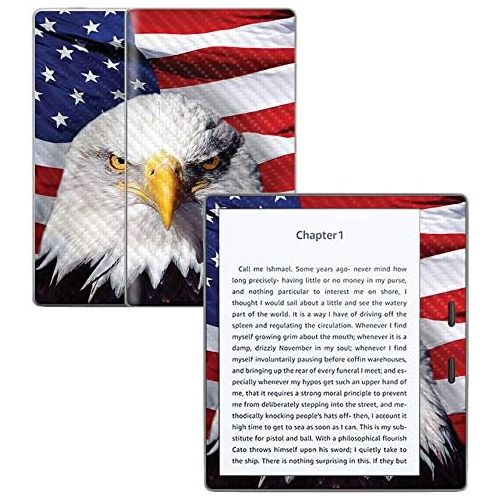  MightySkins Carbon Fiber Skin for Amazon Kindle Oasis 7 (9th Gen) - America Strong | Protective, Durable Textured Carbon Fiber Finish | Easy to Apply, Remove, and Change Styles | M