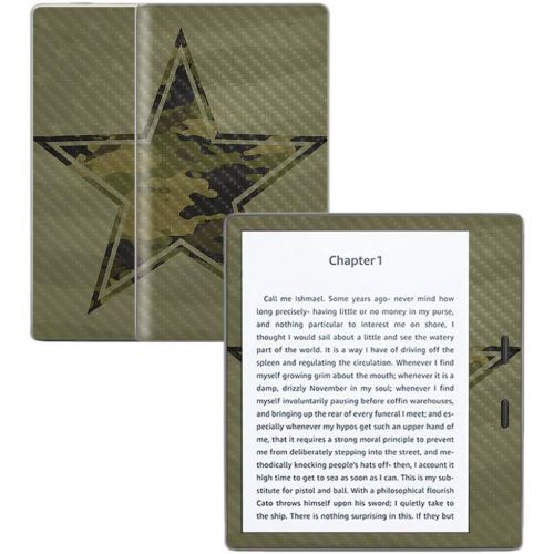  MightySkins Carbon Fiber Skin for Amazon Kindle Oasis 7 (9th Gen) - Army Star | Protective, Durable Textured Carbon Fiber Finish | Easy to Apply, Remove, and Change Styles | Made i