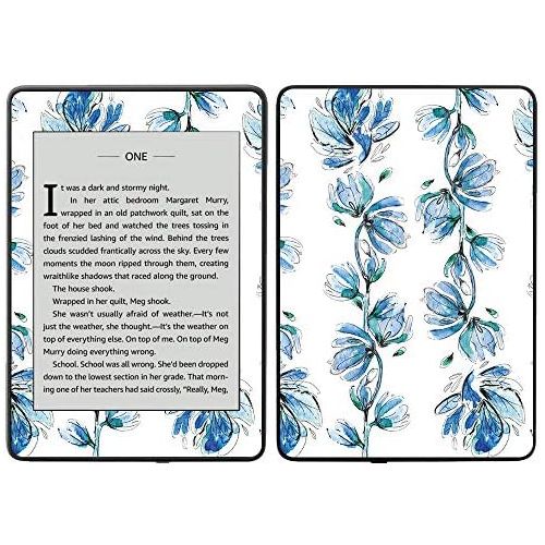  MightySkins Carbon Fiber Skin for Amazon Kindle Paperwhite 2018 (Waterproof Model) - Blue Petals | Protective, Durable Textured Carbon Fiber Finish | Easy to Apply, Remove| Made in