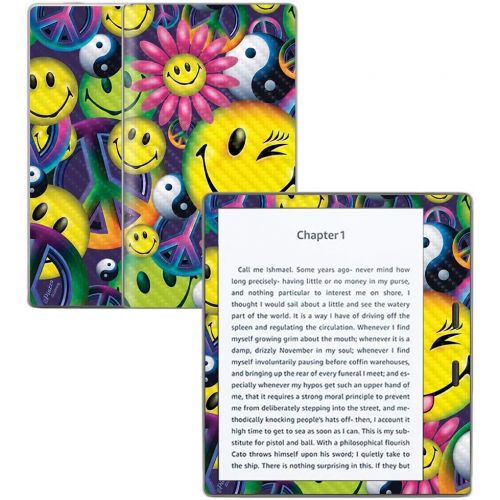  MightySkins Carbon Fiber Skin for Amazon Kindle Oasis 7 (9th Gen) - Peace Smile | Protective, Durable Textured Carbon Fiber Finish | Easy to Apply, Remove, and Change Styles | Made