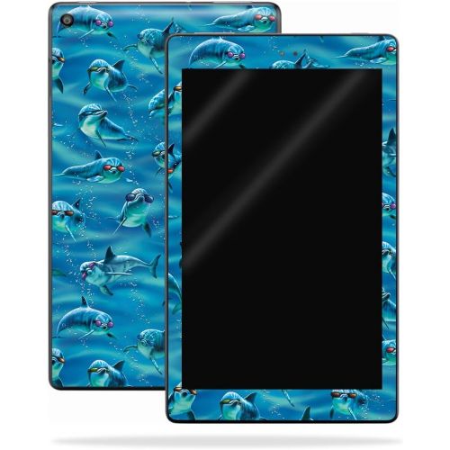  MightySkins Skin Compatible with Amazon Kindle Fire HD 8 (2017) - Dolphin Gang | Protective, Durable, and Unique Vinyl Decal wrap Cover | Easy to Apply, Remove, and Change Styles |