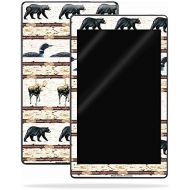 MightySkins Skin Compatible with Amazon Kindle Fire HD 10 (2017) - Lodge Stripes | Protective, Durable, and Unique Vinyl Decal wrap Cover | Easy to Apply, Remove, and Change Styles