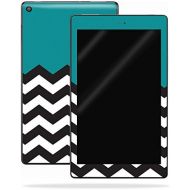 MightySkins Skin Compatible with Amazon Kindle Fire HD 10 (2017) - Teal Chevron | Protective, Durable, and Unique Vinyl Decal wrap Cover | Easy to Apply, Remove, and Change Styles