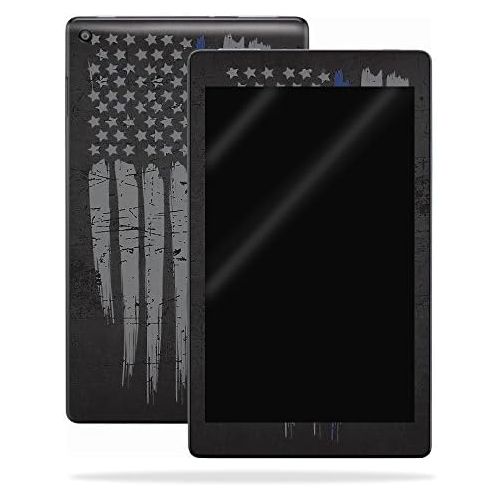  MightySkins Skin Compatible with Amazon Kindle Fire HD 10 (2017) - Thin Blue Line | Protective, Durable, and Unique Vinyl Decal wrap Cover | Easy to Apply, Remove, and Change Style