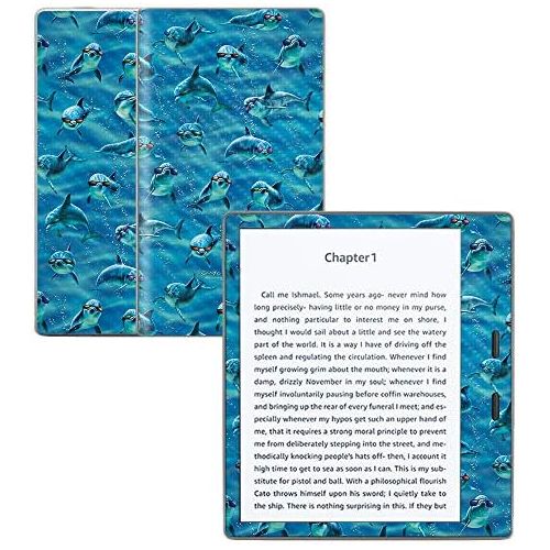  MightySkins Carbon Fiber Skin for Amazon Kindle Oasis 7 (9th Gen) - Dolphin Gang | Protective, Durable Textured Carbon Fiber Finish | Easy to Apply, Remove, and Change Styles | Mad