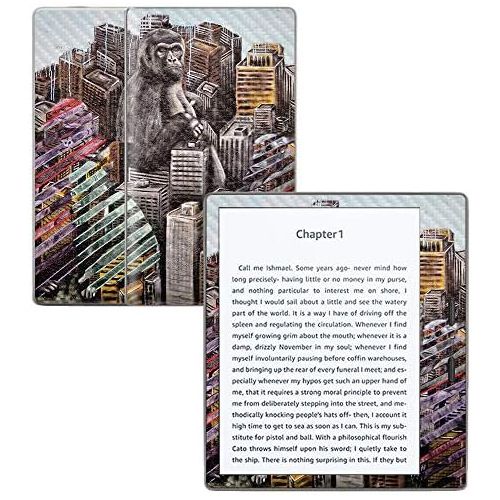  MightySkins Carbon Fiber Skin for Amazon Kindle Oasis 7 (9th Gen) - Big City Monkey | Protective, Durable Textured Carbon Fiber Finish | Easy to Apply, Remove, and Change Styles |