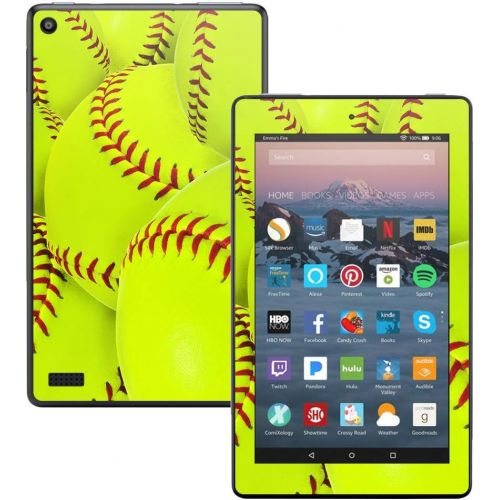  MightySkins Skin Compatible with Amazon Kindle Fire 7 (2017) - Softball Collection | Protective, Durable, and Unique Vinyl Decal wrap Cover | Easy to Apply, Remove | Made in The US