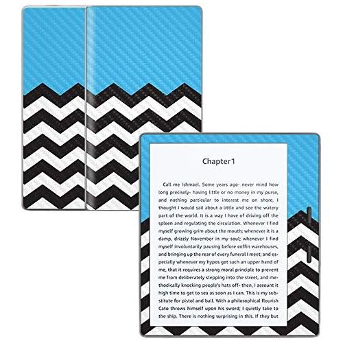  MightySkins Carbon Fiber Skin for Amazon Kindle Oasis 7 (9th Gen) - Baby Blue Chevron | Protective, Durable Textured Carbon Fiber Finish | Easy to Apply, Remove, and Change Styles