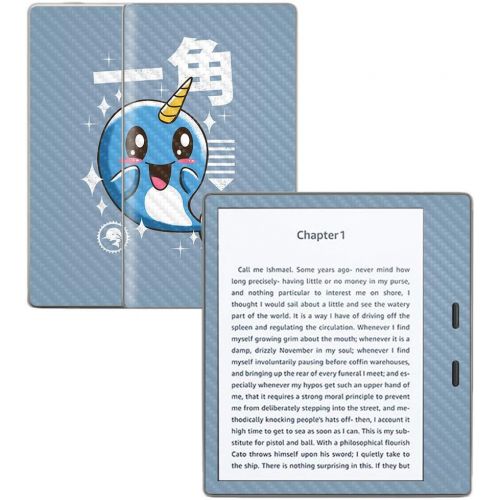  MightySkins Carbon Fiber Skin for Amazon Kindle Oasis 7 (9th Gen) - Narwhal Kawaii | Protective, Durable Textured Carbon Fiber Finish | Easy to Apply, Remove, and Change Styles | M