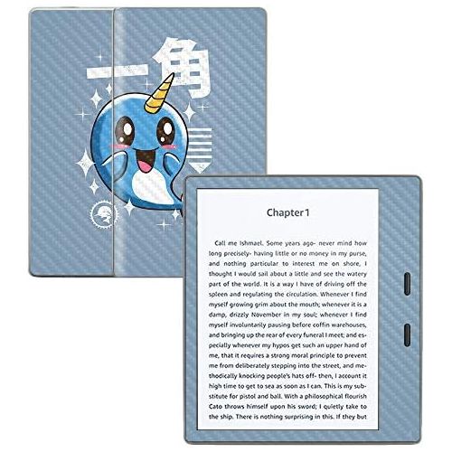  MightySkins Carbon Fiber Skin for Amazon Kindle Oasis 7 (9th Gen) - Narwhal Kawaii | Protective, Durable Textured Carbon Fiber Finish | Easy to Apply, Remove, and Change Styles | M