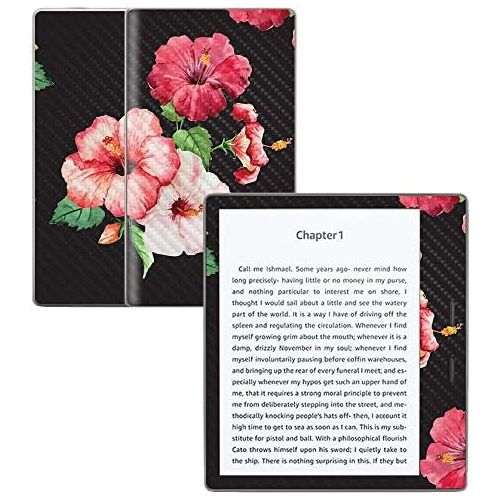  MightySkins Carbon Fiber Skin for Amazon Kindle Oasis 7 (9th Gen) - Hibiscus | Protective, Durable Textured Carbon Fiber Finish | Easy to Apply, Remove, and Change Styles | Made in