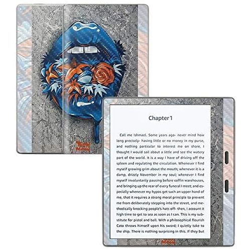  MightySkins Carbon Fiber Skin for Amazon Kindle Oasis 7 (9th Gen) - Blue Lips | Protective, Durable Textured Carbon Fiber Finish | Easy to Apply, Remove, and Change Styles | Made i