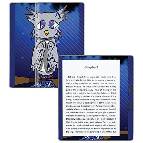  MightySkins Carbon Fiber Skin for Amazon Kindle Oasis 7 (9th Gen) - Bedtime Owl | Protective, Durable Textured Carbon Fiber Finish | Easy to Apply, Remove, and Change Styles | Made