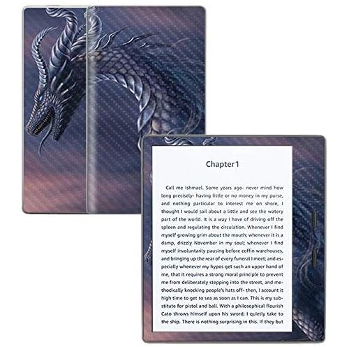  MightySkins Carbon Fiber Skin for Amazon Kindle Oasis 7 (9th Gen) - Dragon Fantasy | Protective, Durable Textured Carbon Fiber Finish | Easy to Apply, Remove, and Change Styles | M