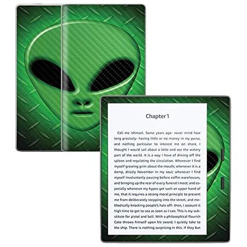  MightySkins Carbon Fiber Skin for Amazon Kindle Oasis 7 (9th Gen) - Alien Invasion | Protective, Durable Textured Carbon Fiber Finish | Easy to Apply, Remove, and Change Styles | M