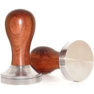 Coffee Tamper 58mm Barista Espresso Coffee Powder Bean Press Hammer Stainless Steel Flat Base with Wooden Handle