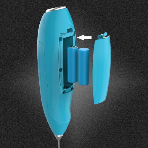  MIGVELA Coffee Milk Frother Handheld Double Whisk Electric Drink Mixer Battery Operated One-Button Hand Held Foam Maker with Stand for Coffee Latte Cappuccino Hot Chocolate (Blue)