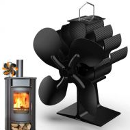 MIGVELA Wood Stove Fan, 4 Blades Fireplace Fan, Heat Powered Stove, Non Electric for Log Burner/Burning/Wood Burner Stove, Quiet Motor, Circulating Warm Air Saving Fan