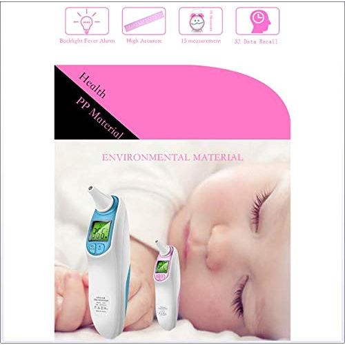  MIJIN Thermometer Digital Infrared IR LCD Baby Forehead and Ear Non-Contact Adult Body Fever Measurement Termometro,Pink