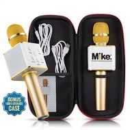 MIKE Wireless Microphone Karaoke Mic Amplifier Machine Bluetooth Handheld Portable Broadcast, Present, Youtube Songs Connect Android, Apple & Computers  By Karaoke-Mike(Gold)