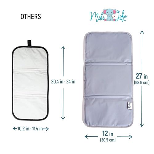  [아마존베스트]MikiLife Baby Portable Changing Pad | Fully Padded for Babys | Foldable Large Waterproof Mat | Travel Mat Station for Toddlers Infants & Newborns (Grey)