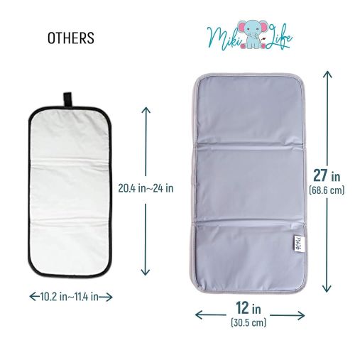 MIKILIFE Baby Changing Pad | Fully Padded for Babys | Foldable Large Waterproof Mat | Portable Travel Station for Toddlers Infants & Newborns (Grey)