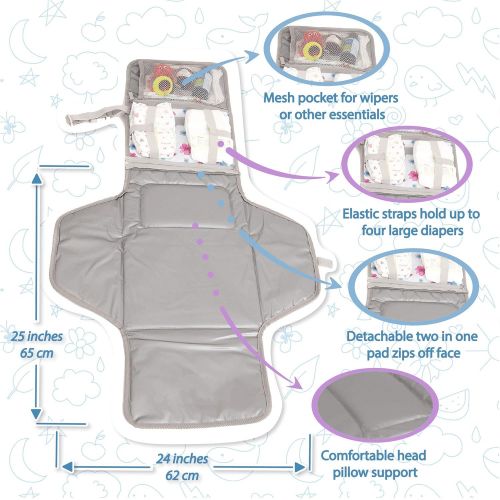  MIKILIFE Baby Portable Changing Pad | Lightweight Travel Diaper Station Kit with Waterproof and Cushioned Pad | Foldable Pad with Pockets | Changing Organizer Bag for Toddlers Infants & New