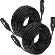 XLR Cables 50 Feet 2 Packs Premium Balanced Microphone Mic Cord 3 Pin XLR Male to Female 50ft