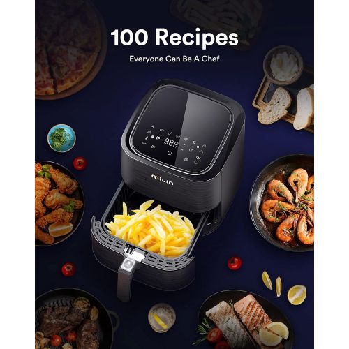  [아마존베스트]MILIN Air Fryer 5.8 Quart, 1700-Watt Electric Hot Airfryers Oven with LED Digital Screen and Temperature Control, 7 Presets, Nonstick Basket, 100 Recipes & ETL Certified