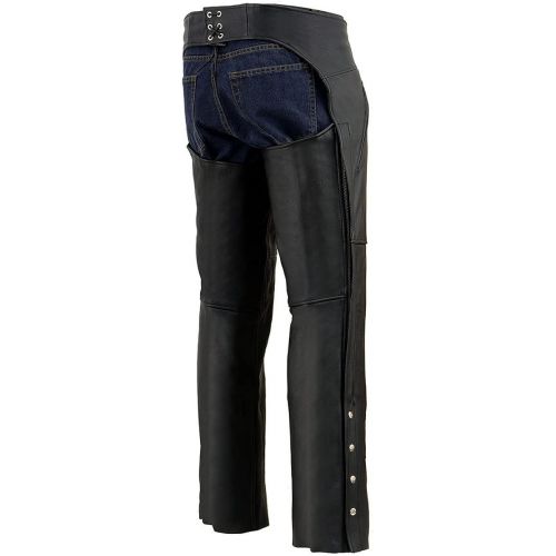  Milwaukee ML1190-BLK-XL Zippered Thigh Pocket Leather Chaps, XL, Black