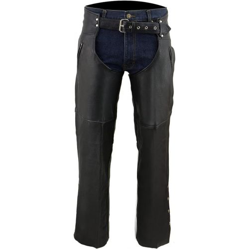  Milwaukee ML1190-BLK-XL Zippered Thigh Pocket Leather Chaps, XL, Black