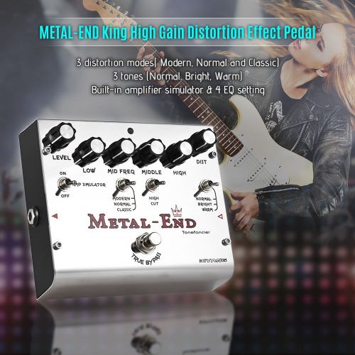  MIMIDI Biyang Distortion Effect Pedal METAL-END King High Gain Built-in Amplifier Simulator EQ With True Bypass Full Metal Shell (King)