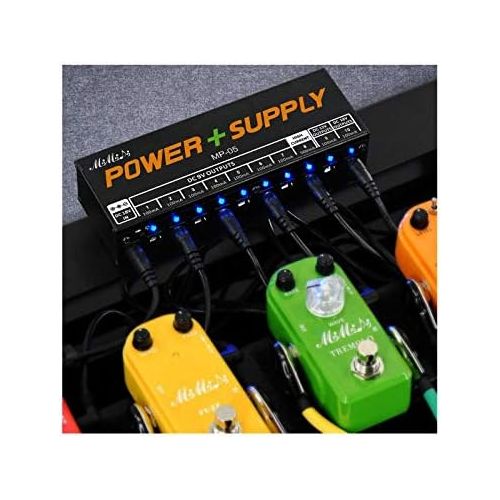  Guitar Pedal Power Supply, MIMIDI MP-05 Adapter Station, Effect Pedal Adapter 10 Isolated DC Outputs for 9V/12V/18V Effect PedalBoard