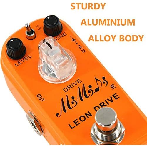  Guitar Overdrive Pedal, MIMIDI Leon Drive Mini Guitar Pedal with Three Modes, Analog Guitar Effects Pedal Aluminum Alloy Shell True Bypass (M16 Leon Drive Orange)