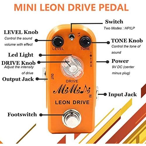  Guitar Overdrive Pedal, MIMIDI Leon Drive Mini Guitar Pedal with Three Modes, Analog Guitar Effects Pedal Aluminum Alloy Shell True Bypass (M16 Leon Drive Orange)