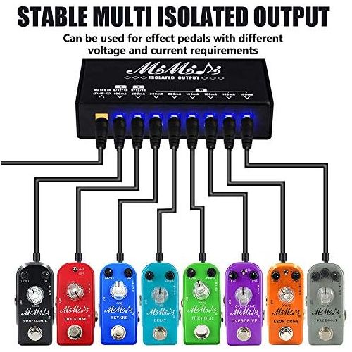  MIMIDI Guitar Pedal Power Supply,Adapter Station,8 Isolated DC Output for 9V/12V/15V/18V Effect Pedal Board with Short Circuit Protection …