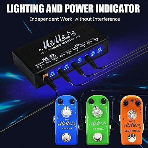  MIMIDI Guitar Pedal Power Supply,Adapter Station,8 Isolated DC Output for 9V/12V/15V/18V Effect Pedal Board with Short Circuit Protection …