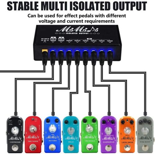  MIMIDI Guitar Pedal Power Supply,Adapter Station,8 Isolated DC Output for 9V/12V/15V/18V Effect Pedal Board with Short Circuit Protection …