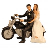 MING PEOPLE Wedding Cake Topper, Romantic Motorcycle Posture Bride and Groom Wedding Cake Topper