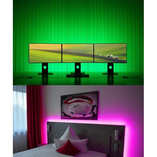  [아마존 핫딜] [아마존핫딜]Led Strip Lights Kit, MINGER 32.8Ft RGB Light Strip with Remote, Controller Box and Support Clips Ideal for Room, Bedroom, Home, Kitchen Cabinet, Party Decoration 12V/3A Power Supp