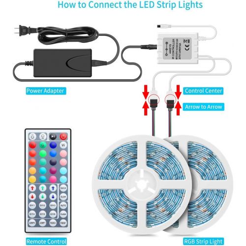  [아마존 핫딜] [아마존핫딜]Led Strip Lights Kit, MINGER 32.8Ft RGB Light Strip with Remote, Controller Box and Support Clips Ideal for Room, Bedroom, Home, Kitchen Cabinet, Party Decoration 12V/3A Power Supp