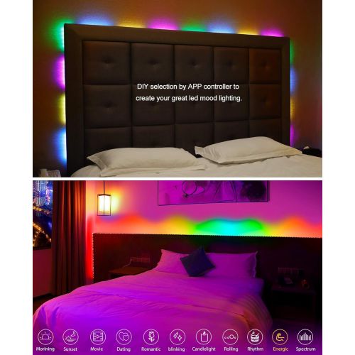  [아마존 핫딜] [아마존핫딜]MINGER DreamColor LED Strip Lights, Smart Music Sync Light Strip Phone App Controlled Waterproof for Party, Room, Bedroom, TV, Gaming with Brighter 5050 LEDs and Strong Adhesive Ta