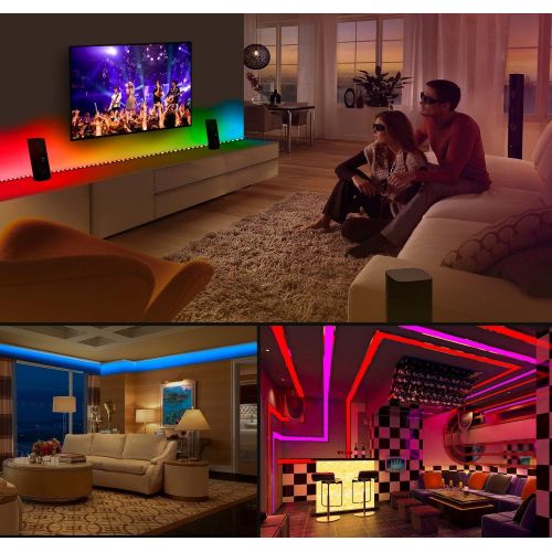  [아마존 핫딜] [아마존핫딜]MINGER DreamColor LED Strip Lights, Smart Music Sync Light Strip Phone App Controlled Waterproof for Party, Room, Bedroom, TV, Gaming with Brighter 5050 LEDs and Strong Adhesive Ta