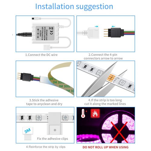  [아마존 핫딜]  [아마존핫딜]LED Strip, MINGER RGB LED Streifen SMD 5050 LED Band Full Kit mit 44-Tasten IR Fernbedienung und 12V Netzteil, flexibel LED Schlauch Lichtband fuer Zuhause Kueche Weihnachten Indoor